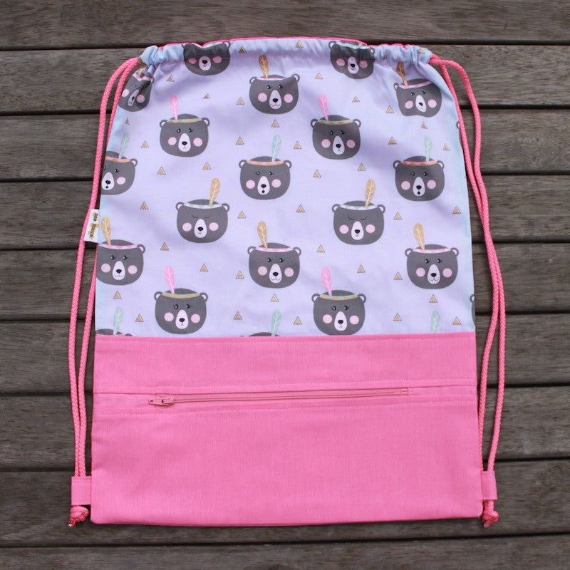 Tribal Bears Pink, Personalised Swim Bag
