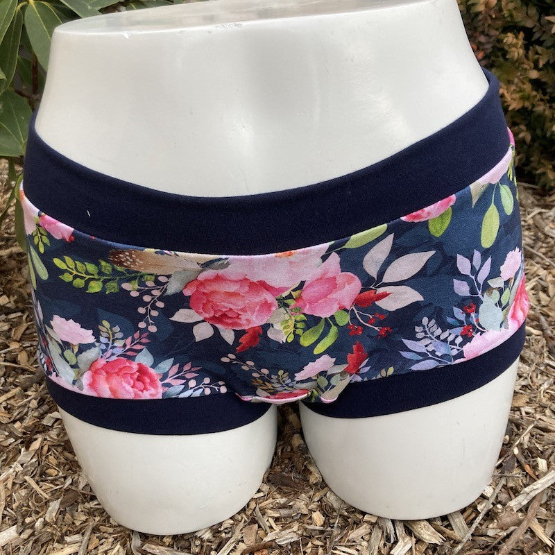 Navy floral, Boyleg undies