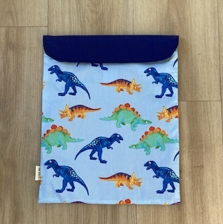 Light Blue Dino, Personalised Book Bag